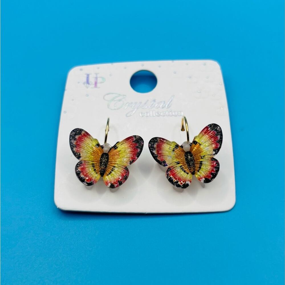 Butterfly Earrings - Yellow and Red
